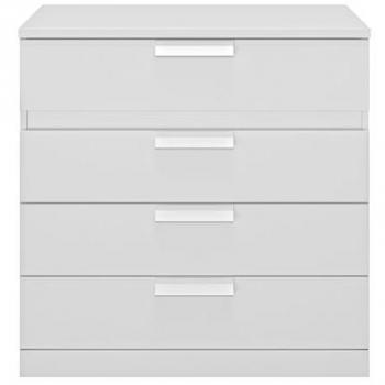 Cómoda 4 cajones Cyrus blanca de fabricación francesa, efecto madera, altura 81 cm