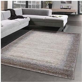 Alfombra moderna elegante 200x290 cm de polipropileno marrón tejido grueso