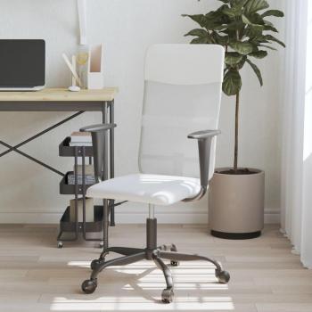 Adjustable Height White and Black Mesh Fabric Faux Leather Office Chair