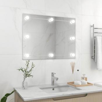 Espejo de pared sin marco con luces LED rectangular de vidrio - Día y Noche