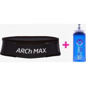 Cinturón Deportivo Pro Zip ARCh MAX con Botella Soft Flask de 300 ml en color negro y blanco, talla S/M