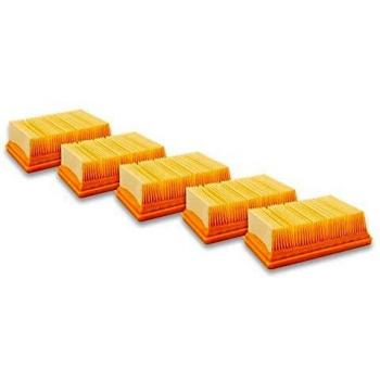 Set de 5 Filtros Plisados Planos Compatible con Aspiradoras Kärcher MV4, MV5, MV6, WD4, WD5, WD6 - Elemento Filtrante - Reemplazo para 2.863