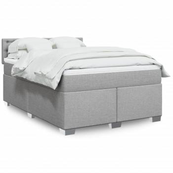 Cama Box Spring con Colchón de Tela Gris Claro 140x190 cm