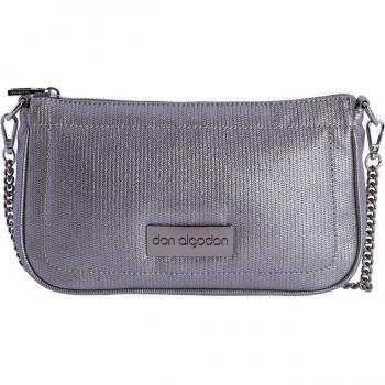 Bolso bandolera para mujer Don Algodon Lesly sintético color plata con cremallera