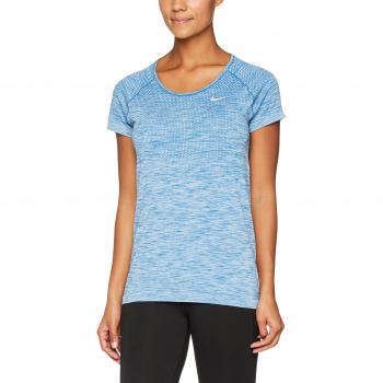 Nike W NK DF Knit Top Manga Corta SS, häher Azul/Hydrogen Azul, L