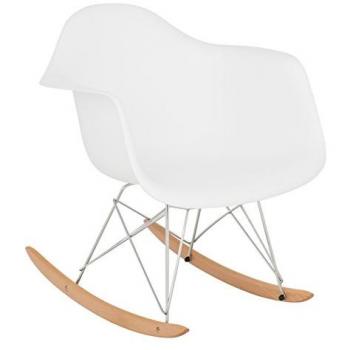 BALANCÍN EAMES RAR - SILLÓN MECEDORA TOWER Blanco Cromado & Madera Natural-
