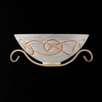 Aplique de Hierro Decape Marfil con Acabado Dorado y Vidrio Ámbar - 1 Luz 33x16xh13 cm