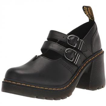 Dr. Martens Eviee Black Leather High Heel Sandals Size 39