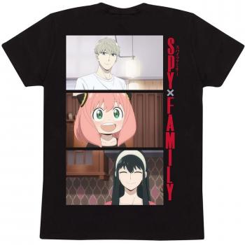 Camiseta de Manga Corta Spy x Family Trio Shots Negra Talla S 100% Algodón