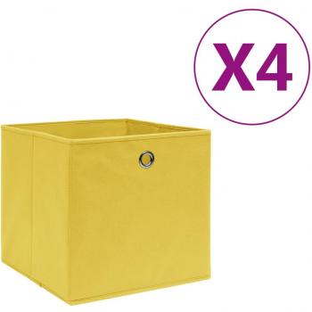 Cajas de almacenaje 4 uds tela no tejida amarillo 28x28x28 cm