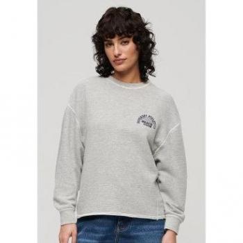 Sudadera Casual Superdry para Mujer Athletic Essential Gris Manga Larga Algodón (Tamaño S) 2024