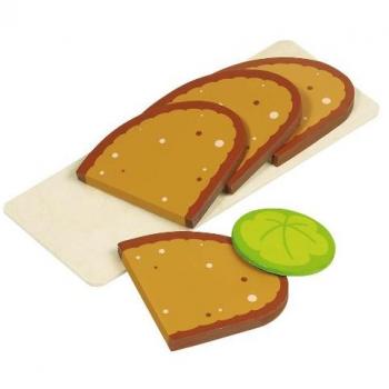 Rebanadas de Pan de Madera (Goki 51812) - Set de 4 Rebanadas y 1 Hoja de Lechuga