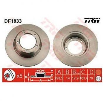 Disco de freno TRW DF1833 frente, completo, altamente carbonizado, 1 pieza