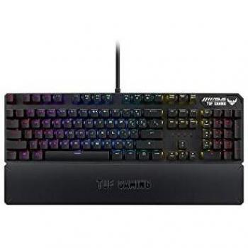 Teclado Gaming ASUS TUF K3 USB Gris, retroiluminación RGB, teclas mecánicas, diseño resistente y duradero, anti-ghosting, 10 teclas programables