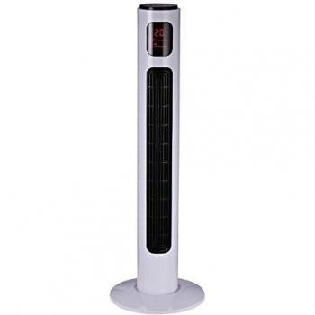 Ventilador de Columna Oscilante Silencioso 45W con Control Remoto, Temporizador, 3 Modos y 3 Velocidades - 96 cm Blanco y Negro