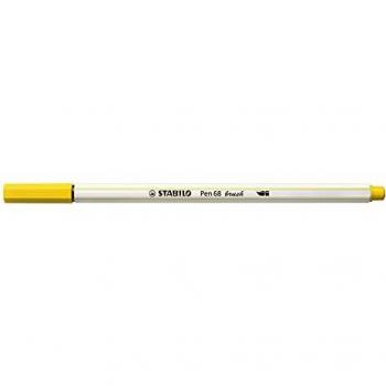 Rotulador STABILO Pen 68 Brush Amarillo - Punta de Pincel para Trazos Variables