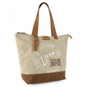 Bolso Shopper Mujer Lois - Bolso Mediano Elegante de Polipiel Marrón, Versátil y Casual para Uso Diario