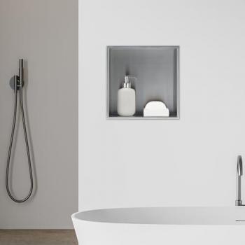 Nicho de Ducha Empotrado Acero Inoxidable 32x32x10cm - Plata Mate Resistente al Agua