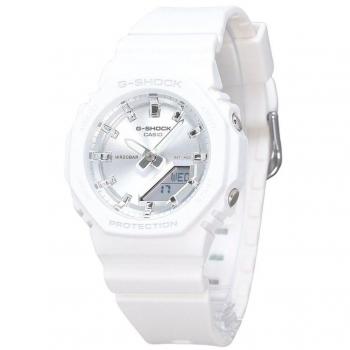 Casio G-Shock Women's White Resin Bio-Based Strap Analog-Digital Quartz Watch with Silver Dial, Model GMA-P2100VA-7A, 200M Water Resistance