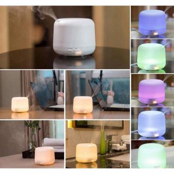 Humidificador Ultrasónico de Aromaterapia 500ml con 7 LEDs y Purificador de Aire