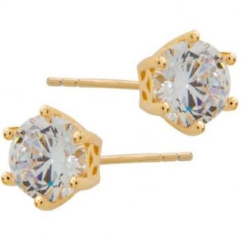 Pendientes Easy de plata bañada en oro con circonita de 7 mm