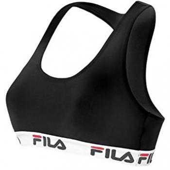 Top Deportivo Fila FU6042 para Mujer - Comodidad y Estilo - Transpirable y Suave - Variedad de Colores - Sujetador Deportivo Fila, Algodón, Negro (Black), XL