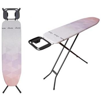 Tabla de planchar compacta Vileda Diamond S, superficie 114x33 cm, altura ajustable 71-90 cm, soporte para plancha con orificios para perchas