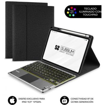 Subblim KeyTab Pro Bluetooth Funda con Teclado Retroiluminado y Touchpad para Apple iPad 10.9 (10ª Generación) Negra
