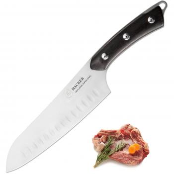 TUO-Hacker Cuchillo Santoku - Acero Japonés & Acero Inoxidable de Alto Carbón, Hoja-17.80cm