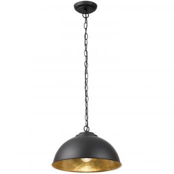 Colgante de techo Colman, negro mate con pan de oro, casquillo E27