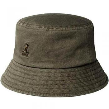 Kangol Unisex Washed Bucket Hat in Olive Green, Size L