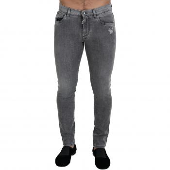 Dolce & Gabbana Grey Washed Cotton Skinny Denim Jeans - IT44 | XS, Slim-fit Jeans, male, Gray