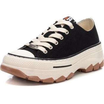 Zapatillas Bajas de Lona para Mujer Refresh 172319 con Suela Doble de Goma y Cierre de Cordón, Color Negro, Talla 40