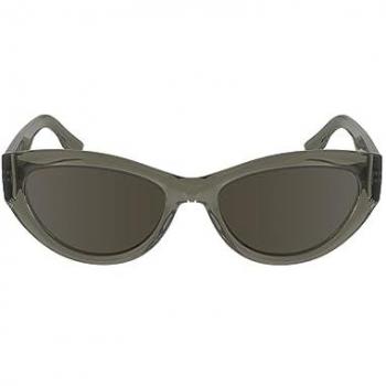 Lacoste L6013S Unisex Butterfly Sunglasses with Full Rim, Green and Transparent Brown/CAT3