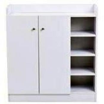 HOMCOM Zapatero Armario Madera Mueble Zapatero Gabinete 2 Puertas 4 Estantes Baldas Interiores Ajustables 83x30x90cm Blanco