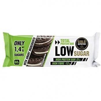 Goldnutrition Total Protein Bar Low Sugar 60g, Crema y Galleta, Paquete de 10 x 60g