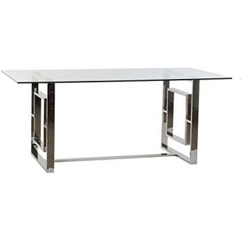 Mesa de Comedor DKD Home Decor Cristal y Acero (180 x 90 x 75 cm)