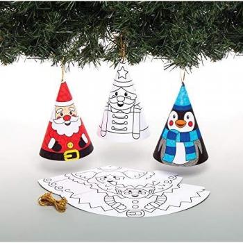Baker Ross AW982 Árboles de Navidad Cónicos Navideños para Colorear, Ideales para Manualidades Infantiles, Pack de 12