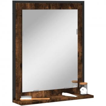 vidaXL Bathroom Mirror with Shelf Smoked Oak 50x12x60 cm Engineered Wood