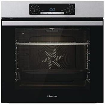 Hisense BI64211PX Horno Multifunción Pirolítico + Función Freidora de Aire sin Aceite, Gran Capacidad 77L,Cocción Simultanea 5 Niveles, ventilador XXL, Pizza mode 300º, Puertas removibles Inox