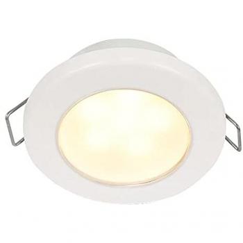 HELLA MARINE EUROLED 75 Downlight - Warm White LED, 3 Inch Round, Spring Mount, White Plastic Rim, 24V