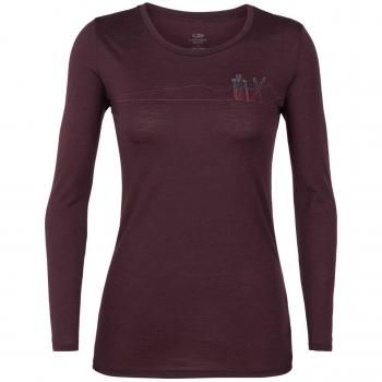Icebreaker Tech Lite Skis in Snow - Camiseta de Manga Larga Mujer - Violeta Talla S 2018