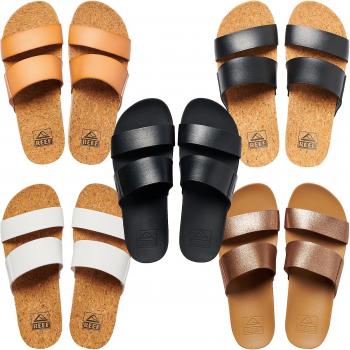 Reef Women's Cushion Vista Hi Summer Vacation Slides Sandals Black/Brown 6 UK