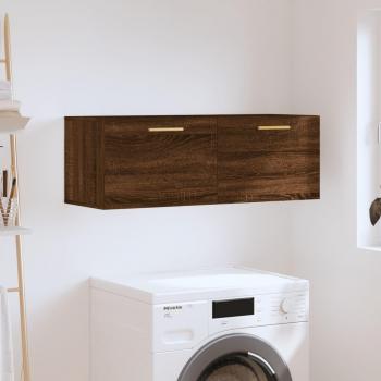 Gabinete de pared de madera multicapa color roble marrón 100x36,5x35 cm