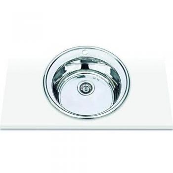 Edesa 950270007 Encimera | Modelo K2 SE 51 1C Encastre | 1 Cubeta Redonda | Fregadero de Cocina con Ecurridor | con Orificio para Grifo | Ancho de 45 cm | Acabado en Acero Inoxidable