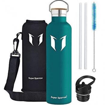 Super Sparrow Botella Agua Acero Inoxidable - Botella de Agua Deportes 750ml - Botella Termica Boca Estándar - Sin BPA , para Niños & Adultos, Deporte, Oficina, Yoga, Ciclismo
