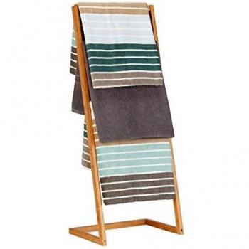 Toallero de Bambú Freestanding con 4 Barras, Soporte para Baño, Dimensiones: 100x40x30cm, Natural