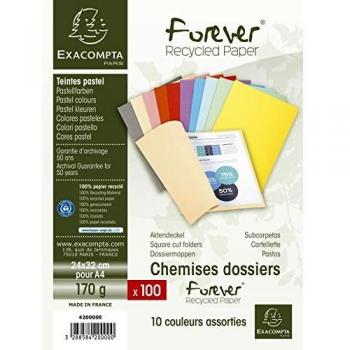 Exacompta 420000E - Lote de 100 Subcarpetas Forever® 180, Colores Surtidos