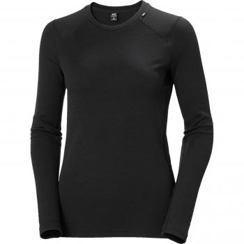 Helly Hansen Women's Lifa Merino Midweight Crew Thermal Long Sleeve Shirt - Black XS