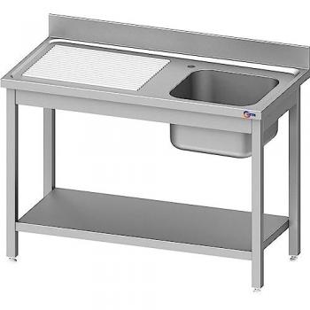Cleiton® - Fregadero Industrial de Acero Inoxidable con 1 Seno Escurridor Izquierda y Estante, dimensiones 1400x600x850 mm, fabricado en acero de 1 mm de grosor,